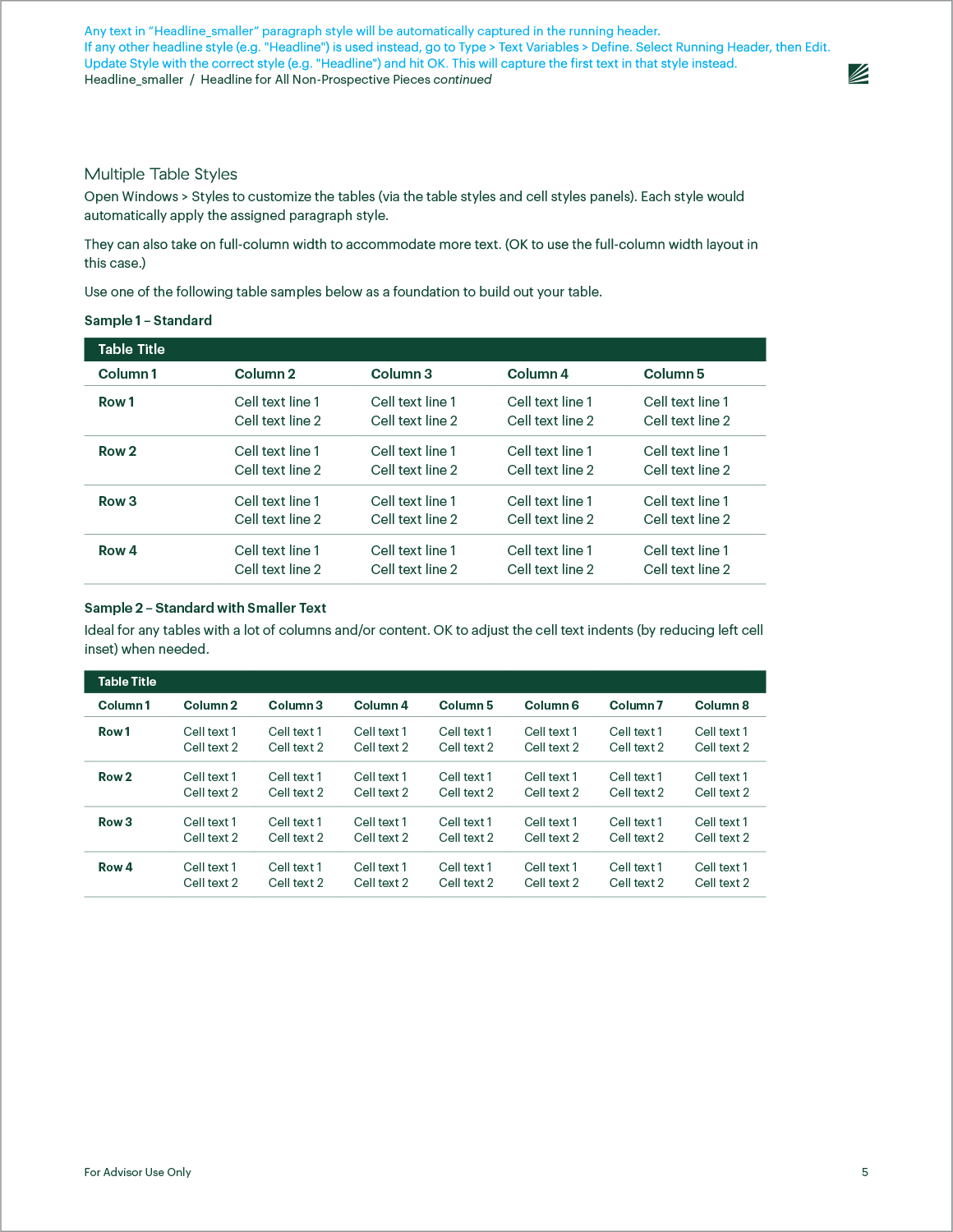 One of the pages from Basic document subtemplate