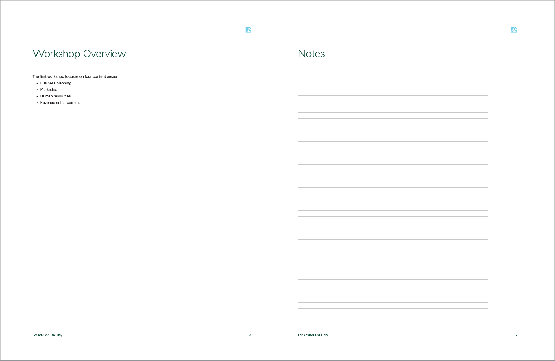 One of the spreads from Power in Practice workshop workbook