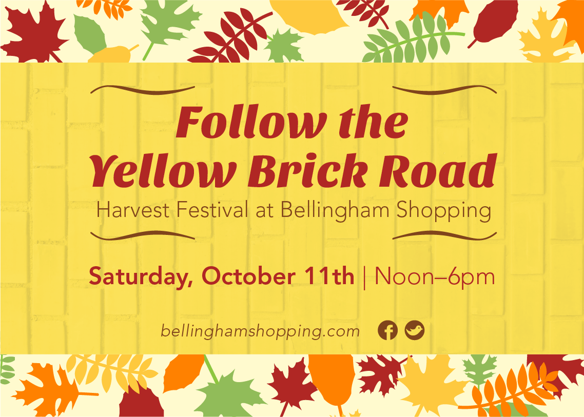 Front side of 5x7 flyer for Follow the Yellow Brick Road