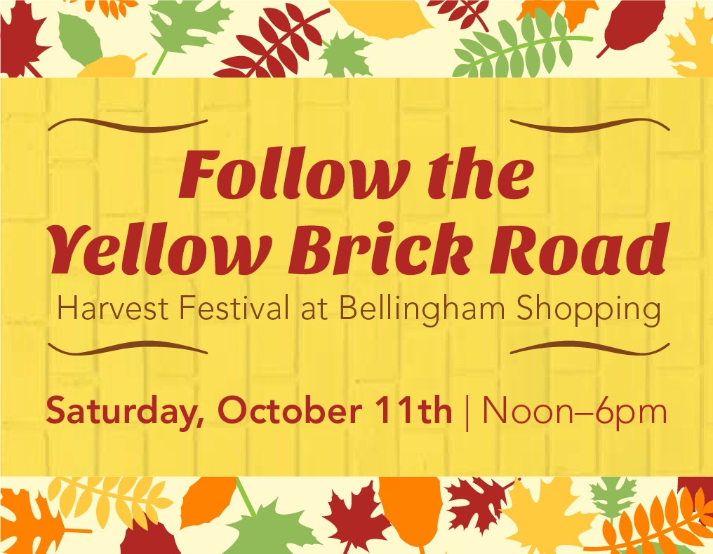 Image is posted on shopping center website to promote Follow the Yellow Brick Road
